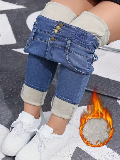 High-Waist Fleece Skinny Jeans